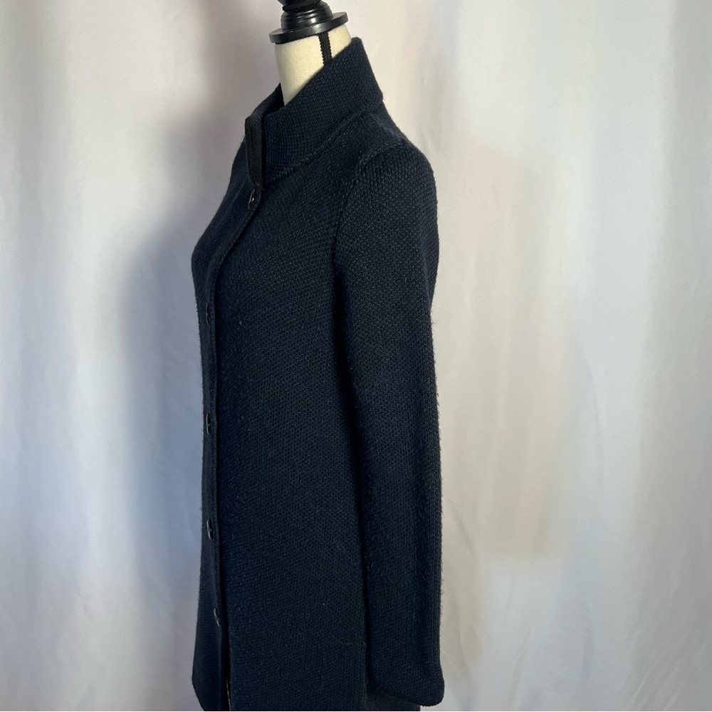 Cocogio made in Italy Navy Blue Wool Blend Trench Coat with High Collar Womens S - Picture 4 of 7